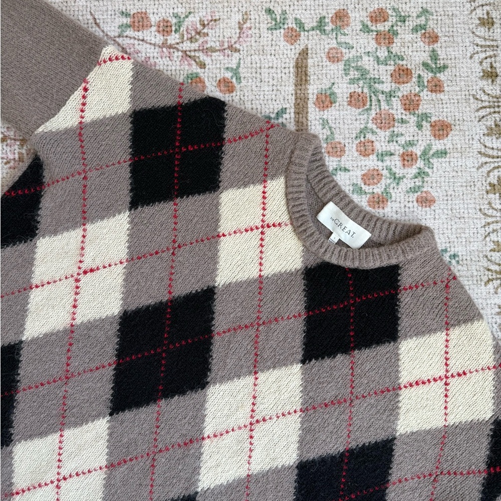 THE GREAT. Alpaca Blend Argyle Sweater